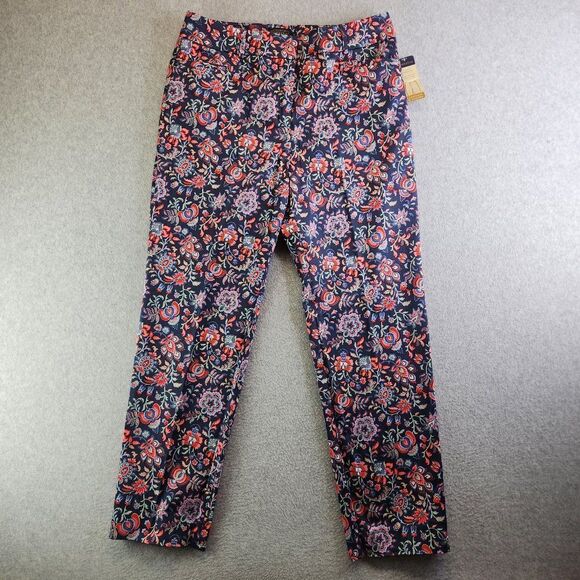 Pendleton Pants Womens 12 Blue Floral Trouser Dress Straight Leg High Rise - Picture 1 of 16